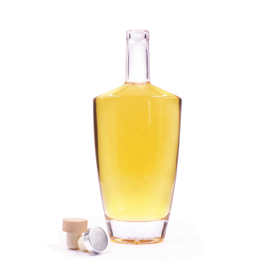 Butelka na alkohol flint o pojemności 1,18, z owalnym, grubym dnem i płaskim kształtem
