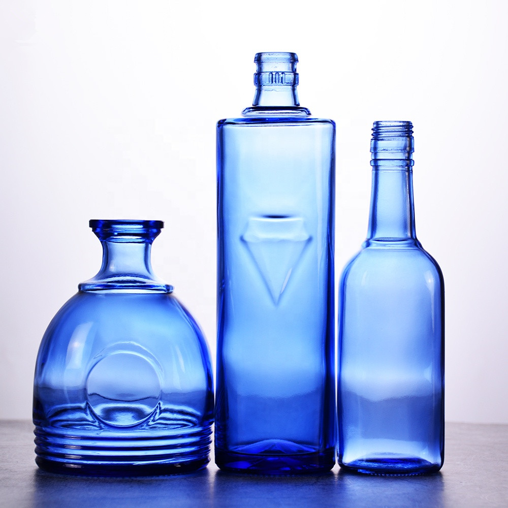 Blaue Glasflasche